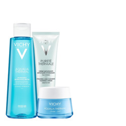 VICHY 薇姿 温泉矿物保湿三件装(洁面霜125ml+爽肤水200ml +面霜50ml)(补水保湿清爽套装)