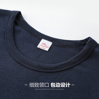 浪莎秋衣秋裤男女纯棉青年薄款全棉毛衫V领保暖内衣套装男士冬季 男款藏青圆领 L码