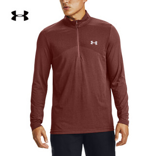 安德玛官方UA Seamless男子拉链运动长袖T恤Under Armour1351452 红色688 XL