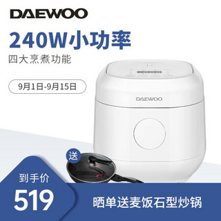 大宇（DAEWOO）韩国电饭煲 家用迷你电饭锅多功能宿舍1-2-3人智能预约煮饭锅FB03 1.2L 白色