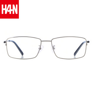 汉（HAN）防辐射近视眼镜男女款 防蓝光电脑护目眼镜纯钛光学框架 43011 枪色 配依视路1.56钻晶A3镜片(0-600度)