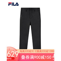 FILA（斐乐）官方男子梭织长裤2020秋季新款商务休闲裤直筒运动裤男士 正黑色-BK 180/88A/XL