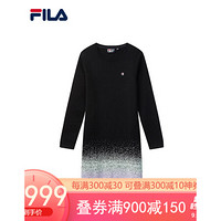 FILA 斐乐官方女子连衣裙2020秋季新款时尚休闲编织连衣裙女裙 正黑色-BK 175/92A/XL