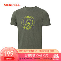 MERRELL迈乐20年新款男士运动休闲透气印花短袖T恤JAMF26080 橄榄绿 XL