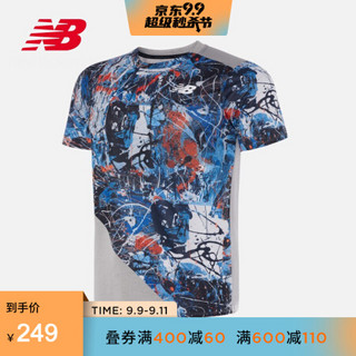 New Balance NB官方2020新款男款AMT03223T恤圆领针织短袖时尚印花T恤 BYU 2XL