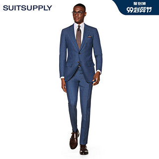 Suitsupply-Lazio蓝色羊毛平纹商务休闲男士西装套装