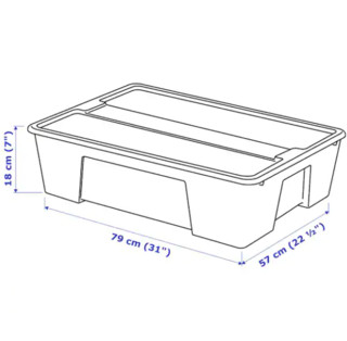 IKEA 宜家 SAMLA萨姆拉系列 498.914.72 附盖储物收纳盒 79*57*18cm 透明