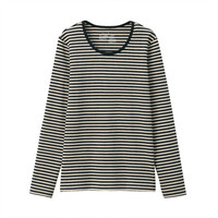 無印良品 無印良品 MUJI 女士圆领长袖T恤 BBD03A0S 浅米色X图案 XXL