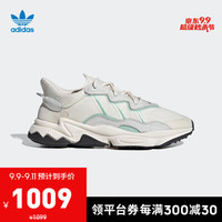 阿迪达斯官网 adidas 三叶草 OZWEEGO 男女鞋经典运动鞋FV9663 米白/粉绿 37(230mm)