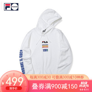 FILA FUSION斐乐男子卫衣2020秋季新款运动针织连帽套头衫男 标准白-WT 190/108A/XXXL