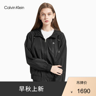 CK Jeans 2020秋冬新款 女装连帽抽绳时尚单夹克 J215161 BEH-黑色 L