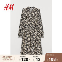 HM 女装裙子女夏中长裙春装2020款女新款系带连衣裙女春秋0789147