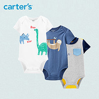 Carter's 孩特 Carters婴儿连体衣夏季男童宝宝衣服外出三角包屁衣薄款哈衣爬服