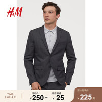 HM 男装休闲西装男西服夏装 修身亚麻外套 0783354