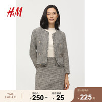 HM 女装小香风外套上衣女 气质梭织女士短外套女春秋 0757333