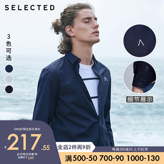 SELECTED思莱德刺绣潮流帅修身商务休闲长袖衬衫男LAB|419405511