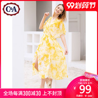 西雅衣家 C&Amp;A扎染淡黄色仙女长裙两件套女装夏季2020新款CA200227288-YD