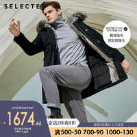 SELECTED思莱德狐狸毛军装风机能中长羽绒服S|419412504