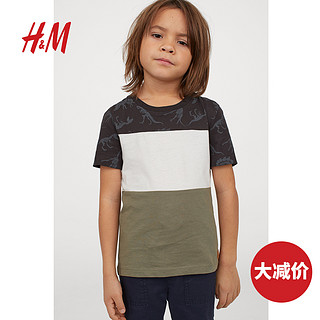 HM 童装男童儿童T恤洋气2020新款可爱纯棉图案短袖上衣 0739825