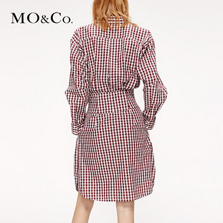 MOCO2019秋季新品腰封假两件格纹连衣裙MAI3DRS023 摩安珂