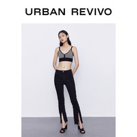 UR2020夏季新品女装复古格子紧身针织吊带衫WG19S9AE2000