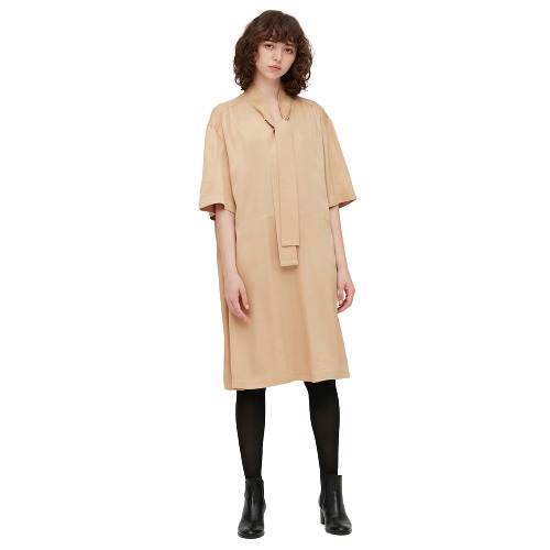 uniqlo优衣库u系列430968女士蝴蝶结领连衣裙