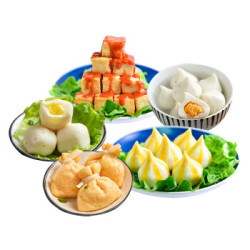 潮兴记关东煮组合 火锅套餐火锅丸料包心鱼丸手工芝士丸关东煮鱼豆腐鱼籽福袋生鲜食材 5款组合装1000g *3件
