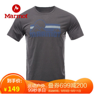 marmot/土拨鼠20春夏运动休闲时尚透气短袖棉感速干T恤男户外 石南飓风灰1870 L 欧码偏大