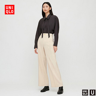 优衣库 女装 斜纹宽腿裤 431418 UNIQLO