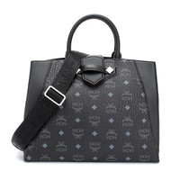 MCM 女士 Essential Visetos Original女士黑色时尚人造革手提单肩斜挎包 MWTASSE17BK001