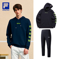 FILA x Wilson 斐乐男子卫衣套装2020秋季新款运动时尚卫衣长裤男 RD宝蓝-NV S