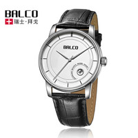 Swiss Made 瑞士拜戈（BALCO）原装进口机芯手表复古小秒针石英男表皮带3424 黑色1110Q3424