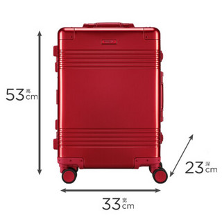 联想（ThinkPlus）登机箱拉杆箱金属版 男女万向轮登机行李箱20英寸商务旅行箱 红色（金属款）