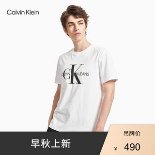 CK Jeans 2020秋冬 男装纯棉刺绣LOGO圆领短袖T恤 J312206 YAF-白色 L