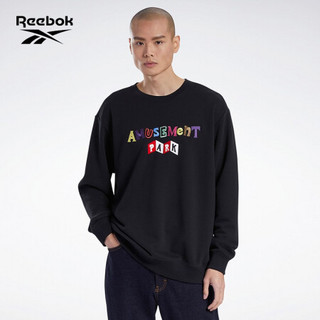 Reebok锐步 运动经典CL AMS GRAPHIC CREW男女长袖T恤套头衫 黑色 A/L