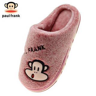 大嘴猴PaulFrank棉拖鞋男女情侣款成人时尚居家舒适简约休闲厚底保暖棉鞋 PF6540 玫红 260（适合38/39）