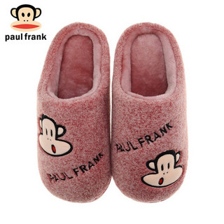 大嘴猴PaulFrank棉拖鞋男女情侣款成人时尚居家舒适简约休闲厚底保暖棉鞋 PF6540 玫红 260（适合38/39）