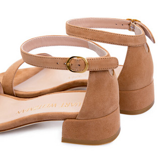 斯图尔特·韦茨曼 STUART WEITZMAN 女士浅棕色牛皮低跟凉鞋 NUDISTJUNE SUEDE TAN 38