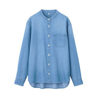 無印良品 無印良品 MUJI 女士长袖衬衫 BCB06A0A 蓝色 M