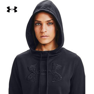 安德玛官方UA Big Logo女子抓绒连帽运动卫衣Under Armour1360295 黑色001 M