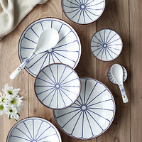 川岛屋 雏蓝日式陶瓷盘子家用餐盘牛排盘饭碗汤碗面碗勺子碗碟 7寸沙拉碗