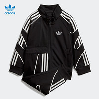 阿迪达斯官方 adidas 三叶草 FLAMESTRK TS 婴童运动套装DV2836 黑/白 黑/白 92CM