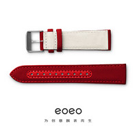 EOEO帆布精钢手表带男女通用中性透气针扣哑光20mm手表带配件 红帆布带