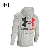 安德玛官方UA Rival MAX男子抓绒运动连帽卫衣Under Armour1360745 灰色035 L