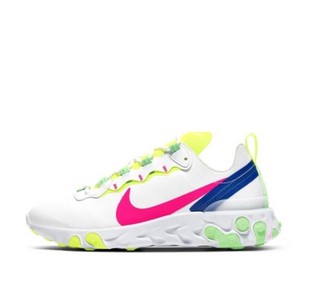 NIKE 耐克 React Element 55 女士休闲运动鞋 CU3011-161 白色/荧光绿/粉色 36