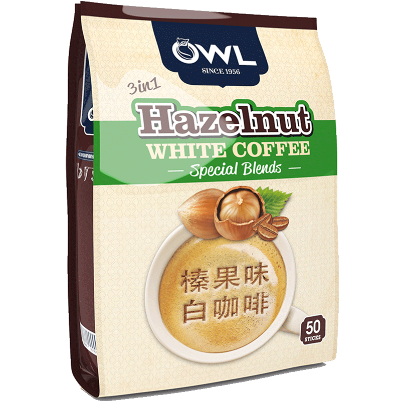 OWL 猫头鹰 三合一速溶白咖啡 榛果味 20g*50袋