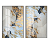 现代轻奢装饰画新中式玄关晶瓷挂画金色抽象大气竖版过道走廊墙画