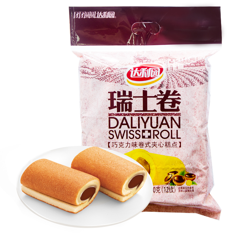 达利园糕点瑞士卷巧克力味240g早餐零食手撕小面包蛋糕点心小吃 *6件