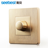 视贝墙壁开关插座家用暗装86型面板电视电话电脑开关香槟金色