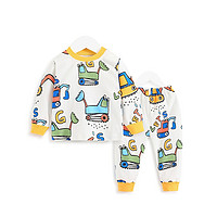 男童纯棉内衣套装2021年睡衣家居服婴幼儿宝宝秋衣两件套 110 黄色